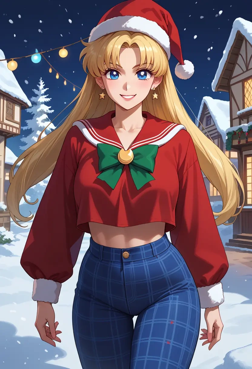 bishoujo_senshi_sailor_moon,tsukino_usagi,Christmas,plaid trousers  - 