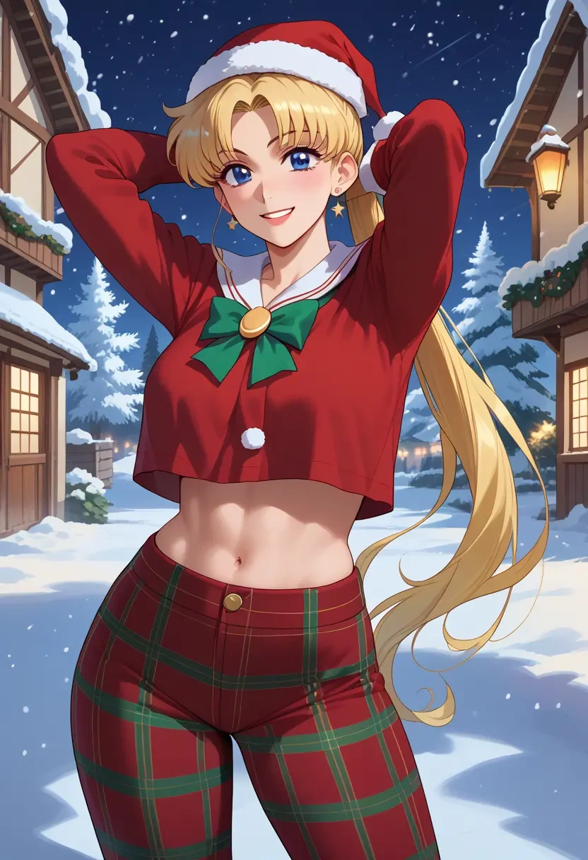 bishoujo_senshi_sailor_moon,tsukino_usagi,Christmas,plaid trousers  - 