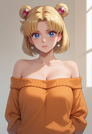 bishoujo_senshi_sailor_moon,tsukino_usagi,orange,sweater  - AI generated anime art