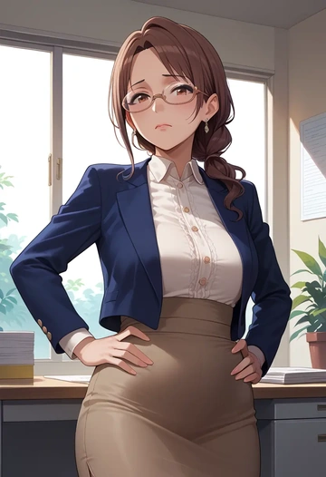 idolmaster,tsukioka_kogane,OL, glasses,  - AI generated anime art