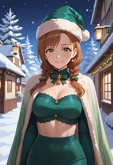 idolmaster,tsukioka_kogane,Christmas,dress  - AI generated anime art