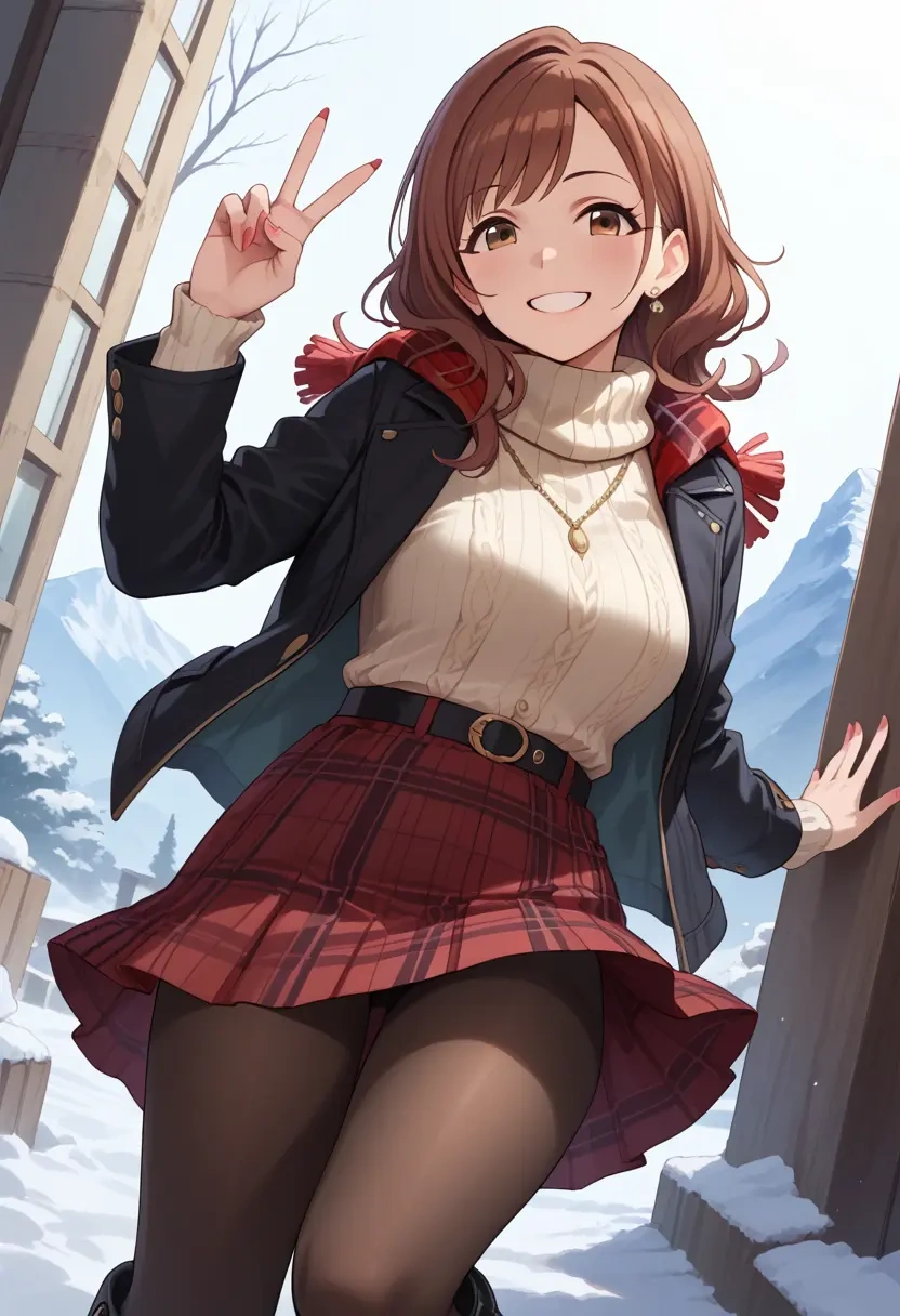 idolmaster,tsukioka_kogane,winter,student uniform,fur-collared jacket  - 