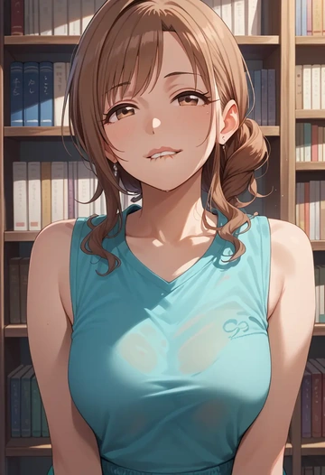 idolmaster,tsukioka_kogane,sports vest,capri leggings  - AI generated anime art