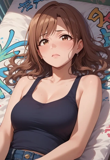 idolmaster,tsukioka_kogane,abstract graffiti tank,dolphin shorts  - AI generated anime art