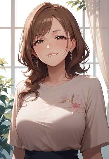 idolmaster,tsukioka_kogane,calligraphy print shirt,dolphin shorts  - AI generated anime art