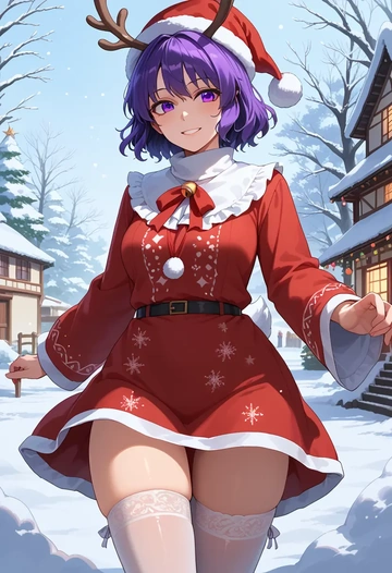 touhou,tsukumo_benben,sweater,stockings,Thigh garters  - AI generated anime art