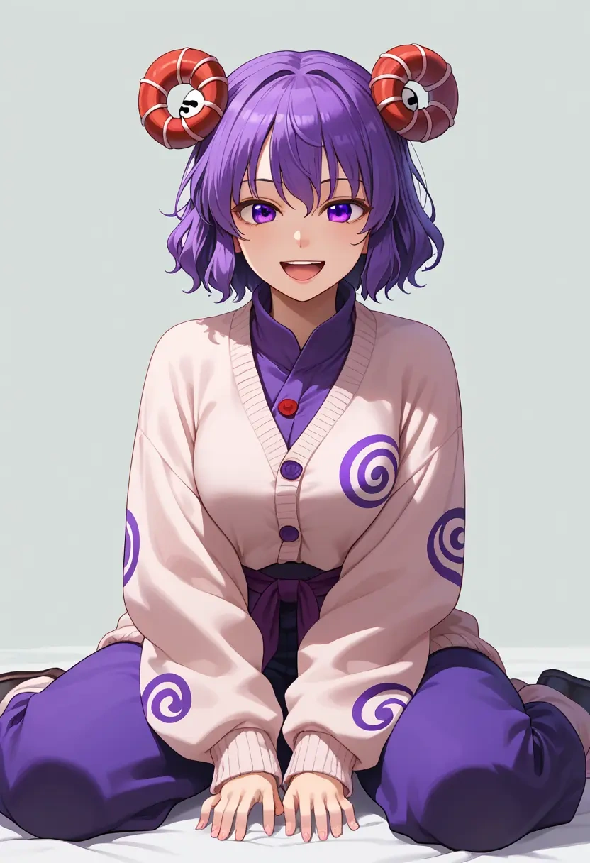 touhou,tsukumo_benben,cardigan,oversized,wide-leg pants  - 