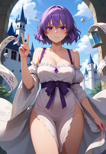 touhou,tsukumo_benben,silk slip dress  - AI generated anime art