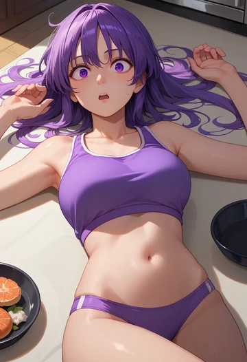 touhou,tsukumo_benben,sports crop,high-waisted shorts  - AI generated anime art