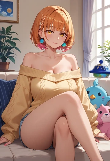 hololive,tsukumo_sana,off-shoulder,sweater  - AI generated anime art