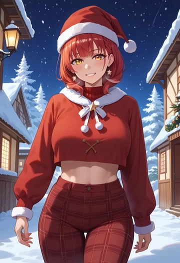 hololive,tsukumo_sana,Christmas,plaid trousers  - AI generated anime art