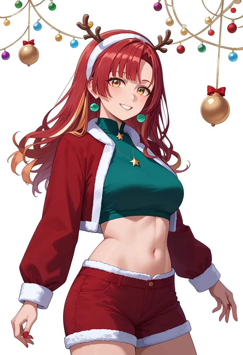 hololive,tsukumo_sana,Christmas,red velvet shorts  - 