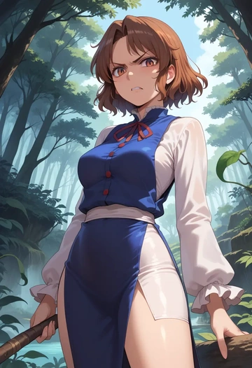 touhou,tsukumo_yatsuhashi,bodysuit,mesh,high-waisted skirt  - AI generated anime art