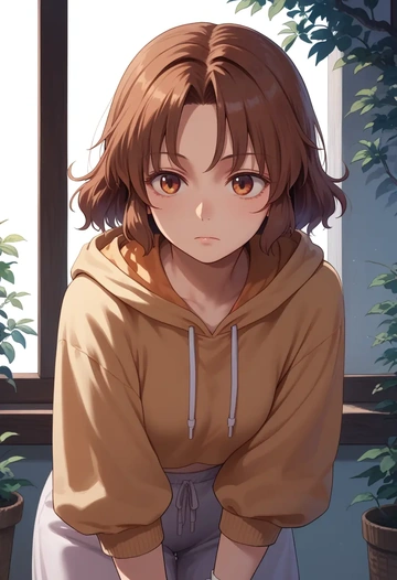 touhou,tsukumo_yatsuhashi,hoodie,cropped,high-waisted joggers  - AI generated anime art