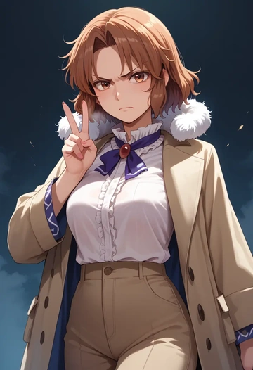 touhou,tsukumo_yatsuhashi,coat,fur-collar,tailored trousers  - AI generated anime art