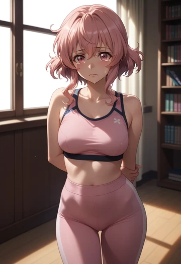 senki_zesshou_symphogear,tsukuyomi_shirabe,yoga shorts, bra  - AI generated anime art