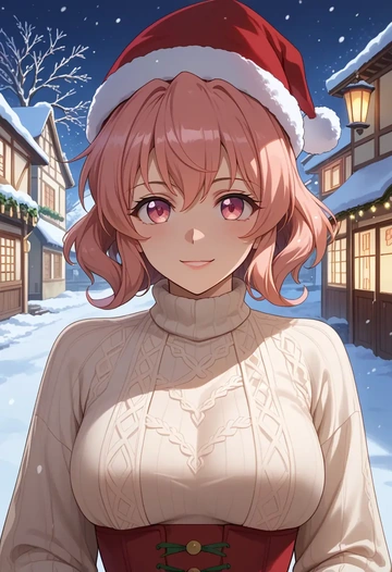 senki_zesshou_symphogear,tsukuyomi_shirabe,Christmas,sweater dress,stockings  - AI generated anime art