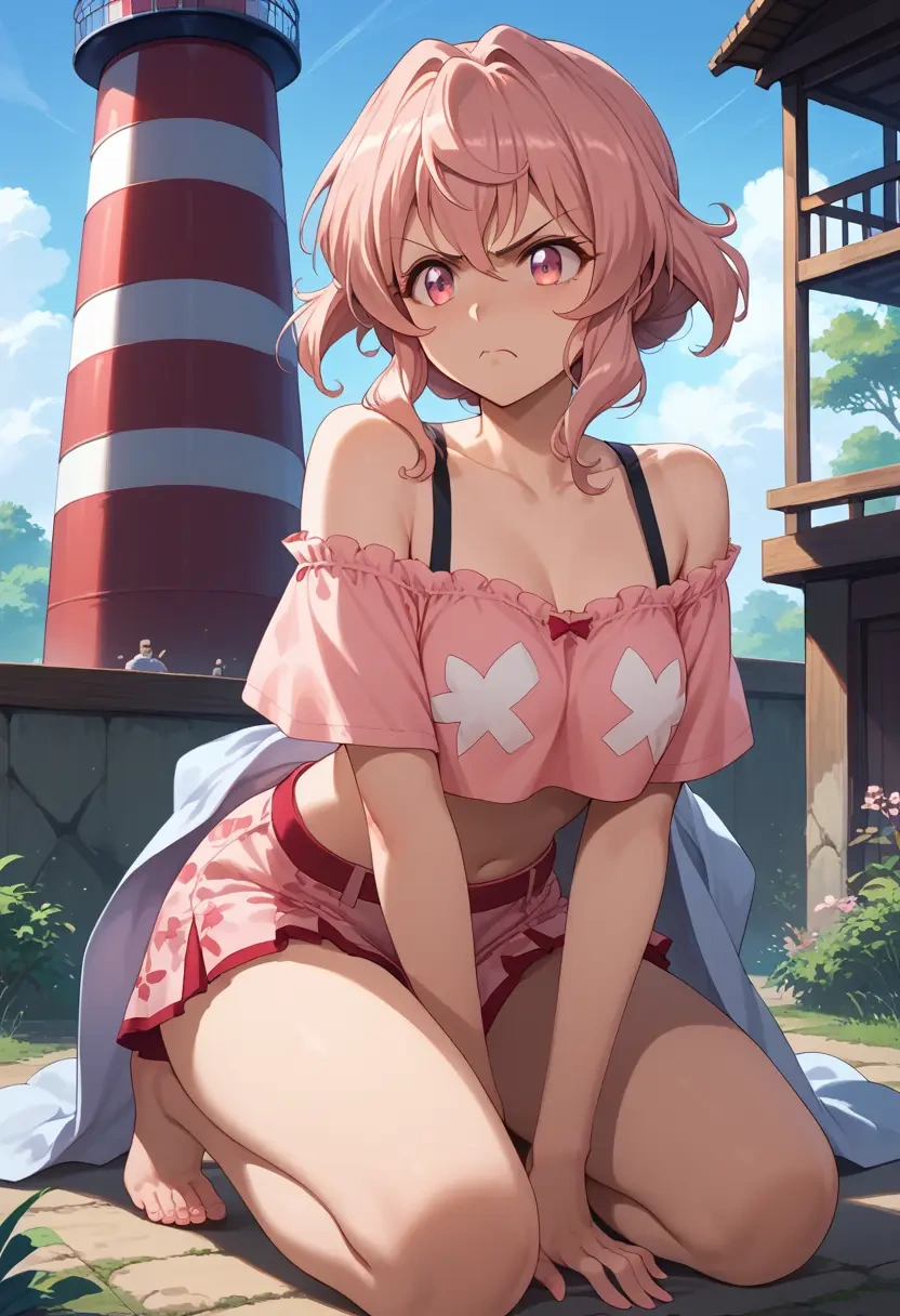 senki_zesshou_symphogear,tsukuyomi_shirabe,off-shoulder top,dolphin shorts  - 