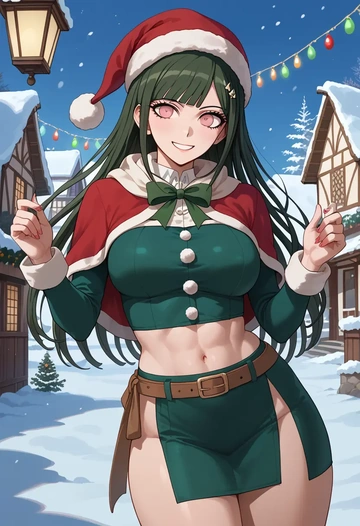 danganronpa_(series),tsumiki_mikan,Christmas,dress  - AI generated anime art