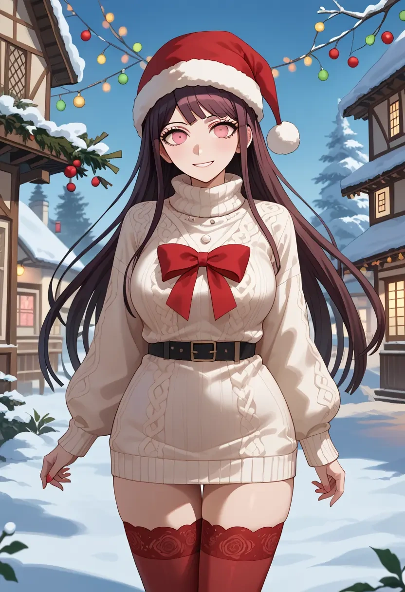 danganronpa_(series),tsumiki_mikan,Christmas,sweater dress,stockings  - 