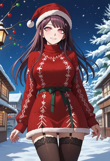 danganronpa_(series),tsumiki_mikan,sweater,stockings,Thigh garters  - AI generated anime art