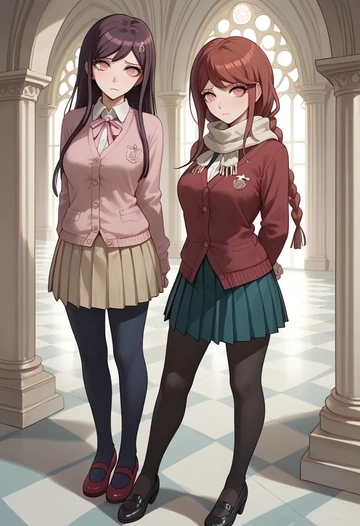 danganronpa_(series),tsumiki_mikan,winter,student uniform,cardigan  - AI generated anime art