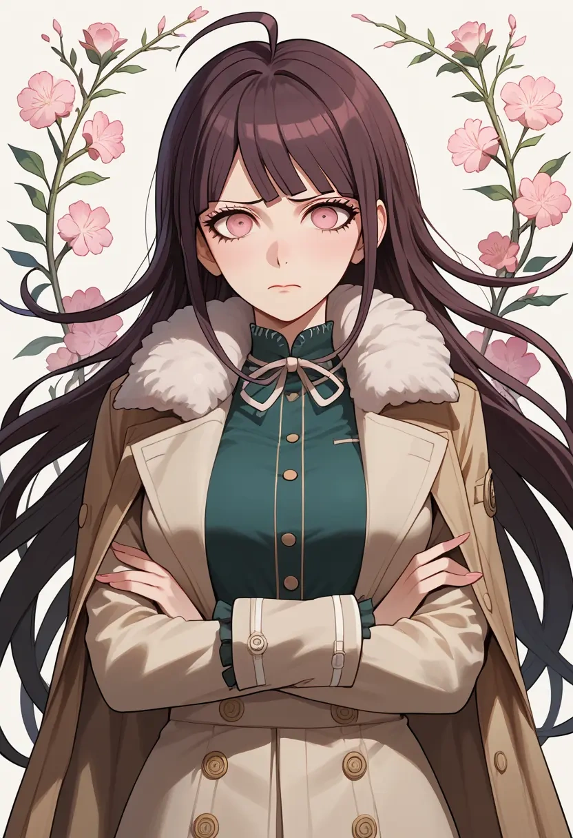 danganronpa_(series),tsumiki_mikan,coat,fur-collar,tailored trousers  - 