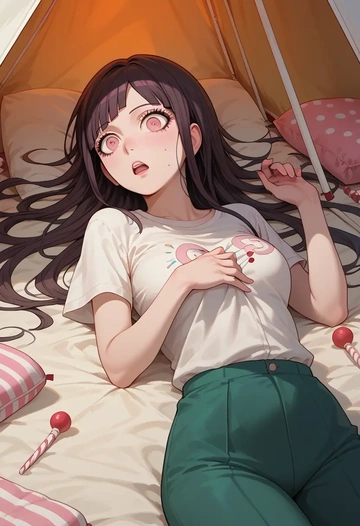 danganronpa_(series),tsumiki_mikan,pop art shirt,dolphin shorts  - AI generated anime art