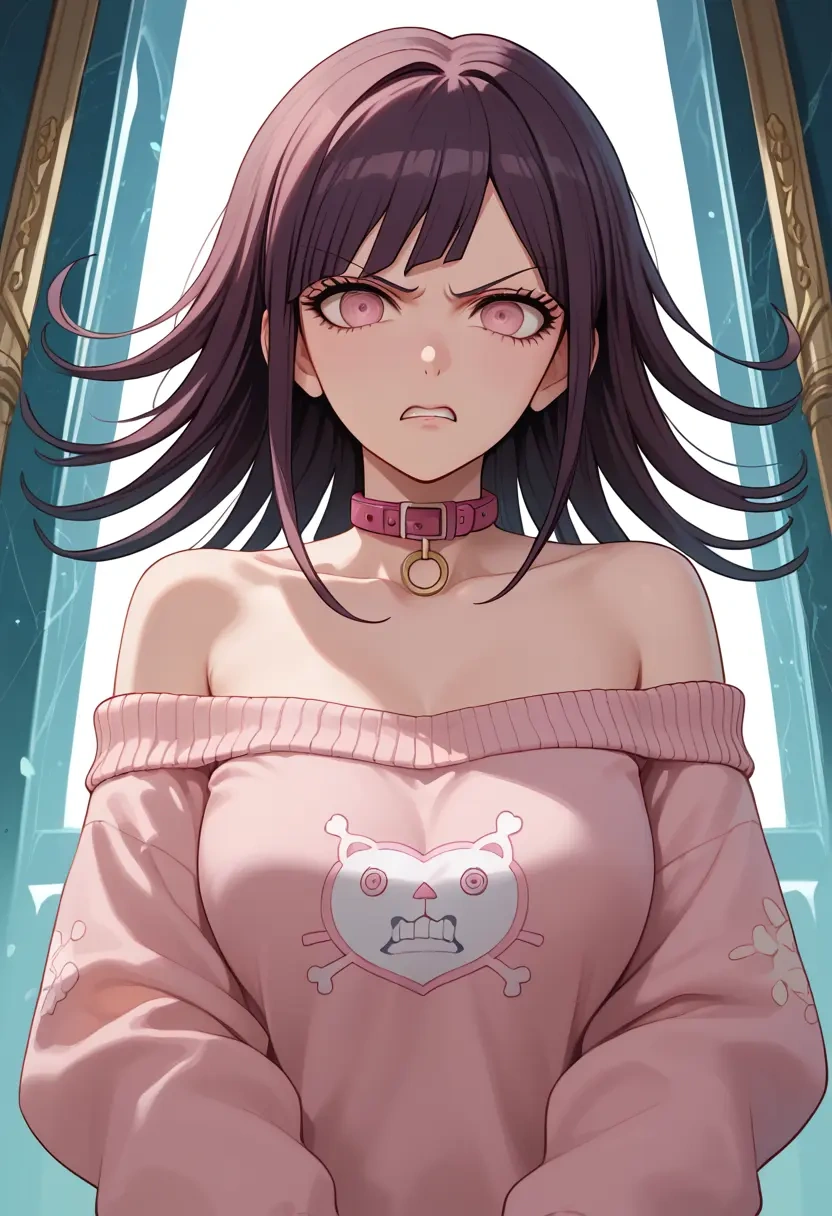 danganronpa_(series),tsumiki_mikan,sweater,off-shoulder,collar  - 