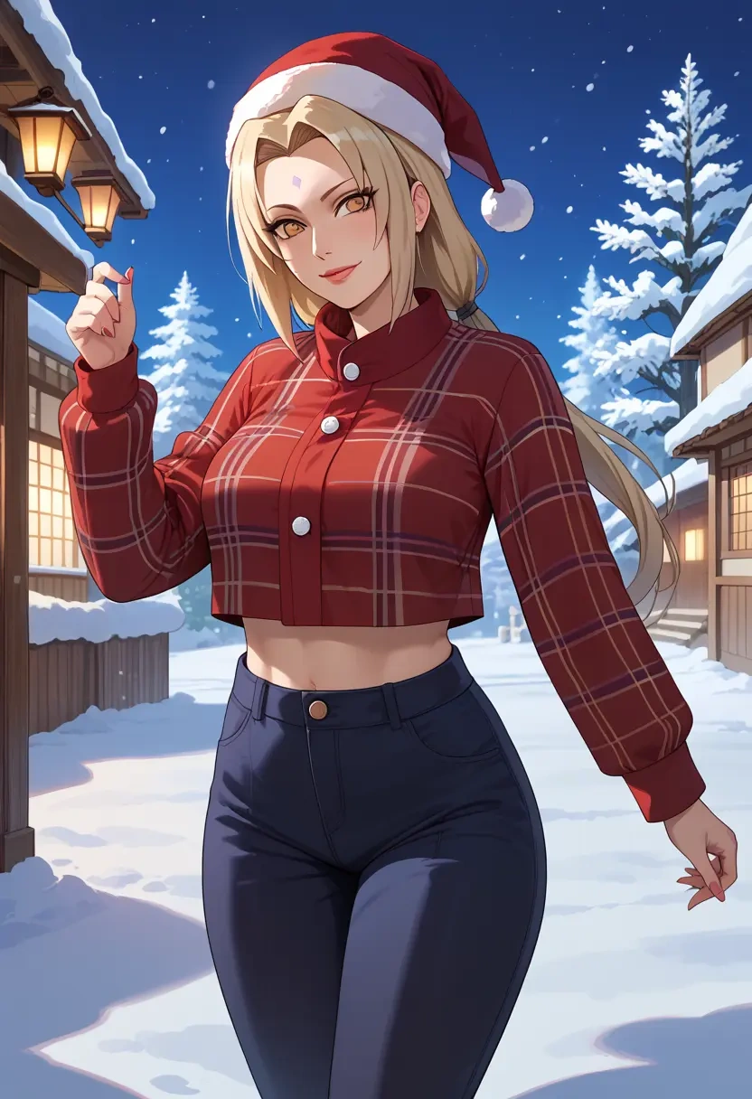 naruto_(series),tsunade_(naruto),Christmas,plaid trousers  - 