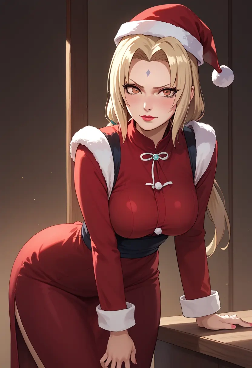 naruto_(series),tsunade_(naruto),Christmas,red velvet dress  - 