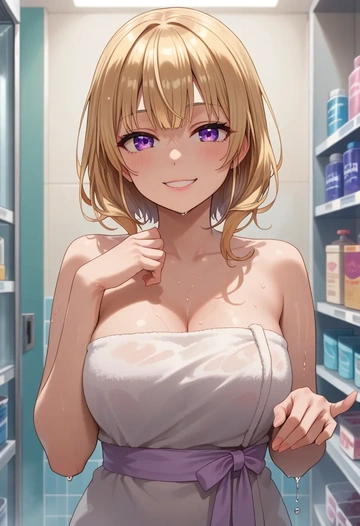 hololive,tsunomaki_watame,towel,sexy  - AI generated anime art