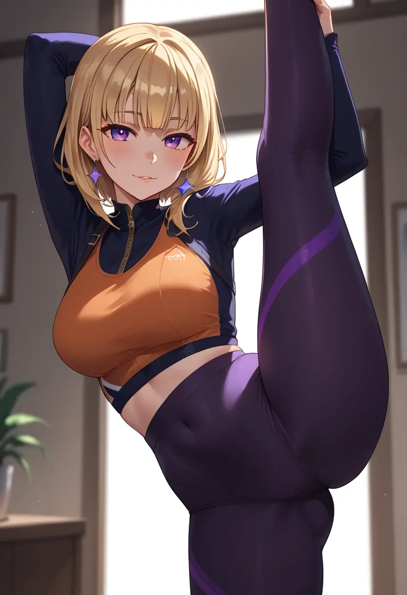 hololive,tsunomaki_watame,yoga, standing split,sexy,  - 