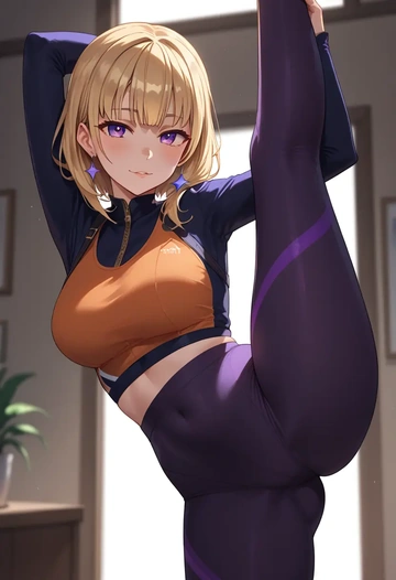 hololive,tsunomaki_watame,yoga, standing split,sexy,  - AI generated anime art