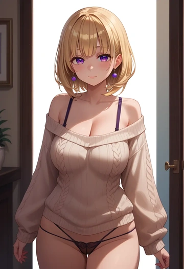 hololive,tsunomaki_watame,thong,sweater,sexy  - AI generated anime art