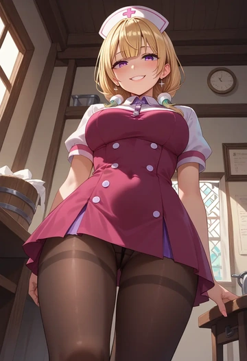 hololive,tsunomaki_watame,nurse pantyhose,mini skirt, sexy  - AI generated anime art