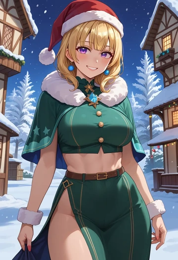 hololive,tsunomaki_watame,Christmas,dress  - AI generated anime art