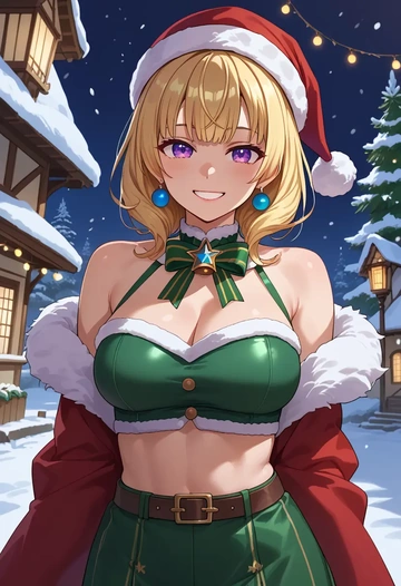 hololive,tsunomaki_watame,Christmas,dress  - AI generated anime art