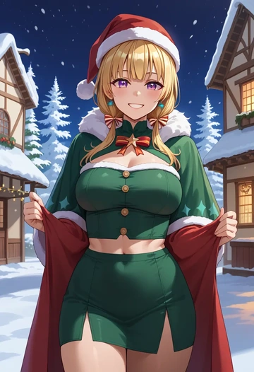 hololive,tsunomaki_watame,Christmas,dress  - AI generated anime art