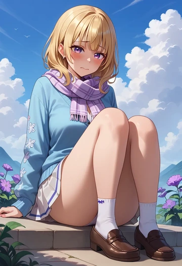 hololive,tsunomaki_watame,spring,student uniform,cardigan  - AI generated anime art