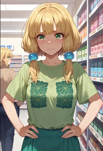 voiceroid,tsurumaki_maki,handwritten script shirt,dolphin shorts  - AI generated anime art