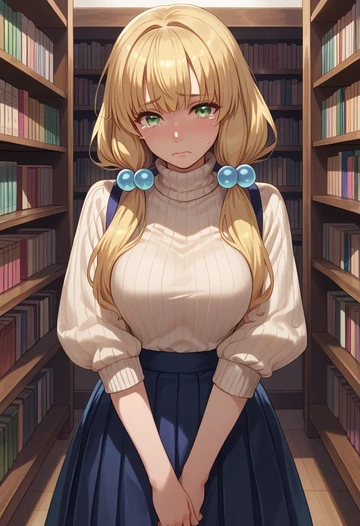 voiceroid,tsurumaki_maki,skirt,pleated,turtleneck sweater  - AI generated anime art