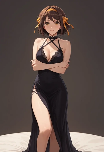 suzumiya_haruhi_no_yuuutsu,tsuruya,nightdress  - AI generated anime art