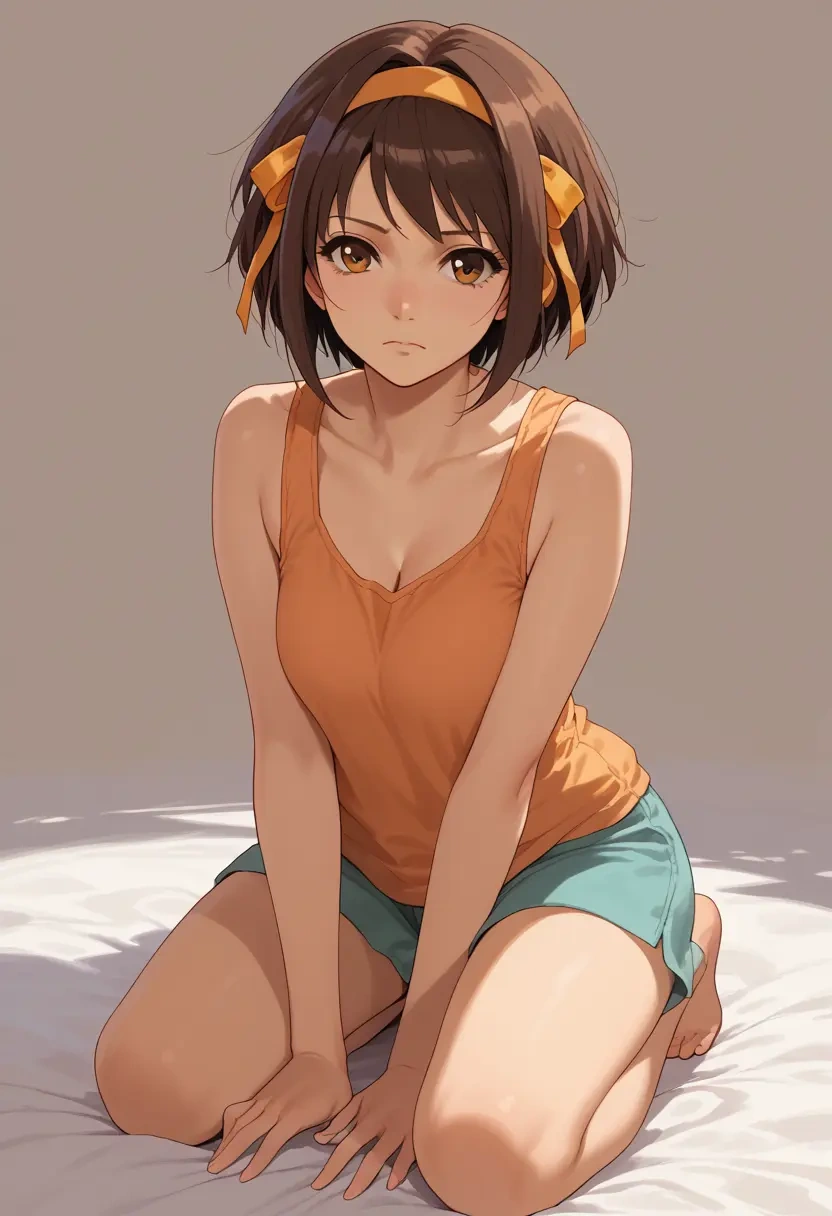 suzumiya_haruhi_no_yuuutsu,tsuruya,tank top,drawstring pants  - 