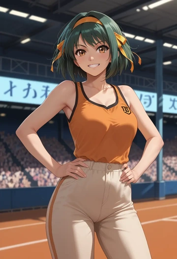 suzumiya_haruhi_no_yuuutsu,tsuruya,athletic  - AI generated anime art