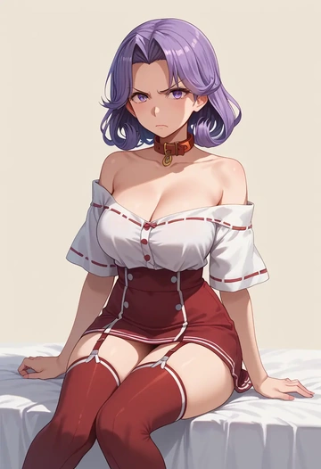 kantai_collection,tsushima_(kancolle),collar,oversized,Thigh garters  - AI generated anime art