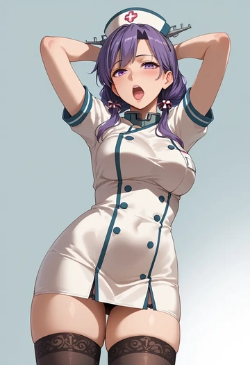 kantai_collection,tsushima_(kancolle),nurse pantyhose,mini skirt, sexy  - AI generated anime art