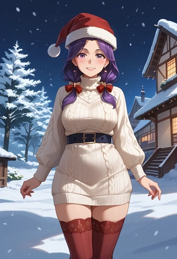 kantai_collection,tsushima_(kancolle),Christmas,sweater dress,stockings  - AI generated anime art