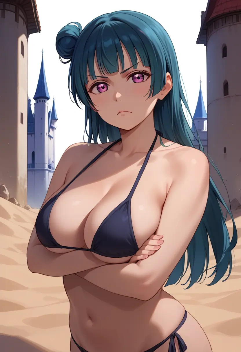 love_live,tsushima_yoshiko,black bikini  - 