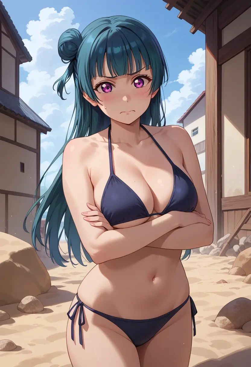 love_live,tsushima_yoshiko,black bikini  - 